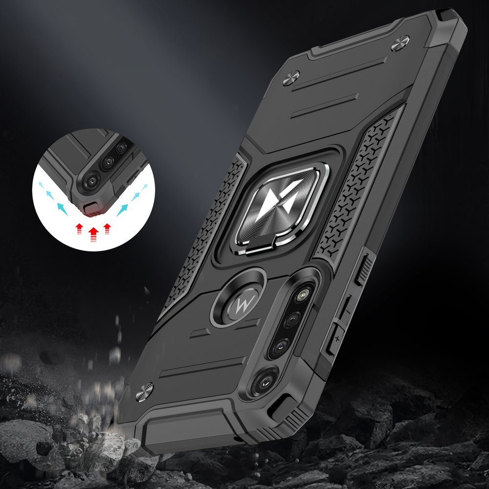 Pokrowiec Wozinsky Ring Armor pancerny czarny Motorola Moto G8 Power / 7