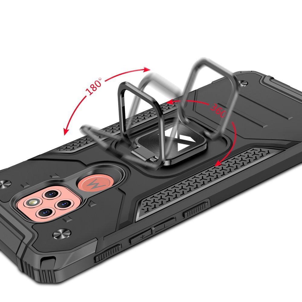 Pokrowiec Wozinsky Ring Armor pancerny czarny Motorola Moto G9 Play / 5