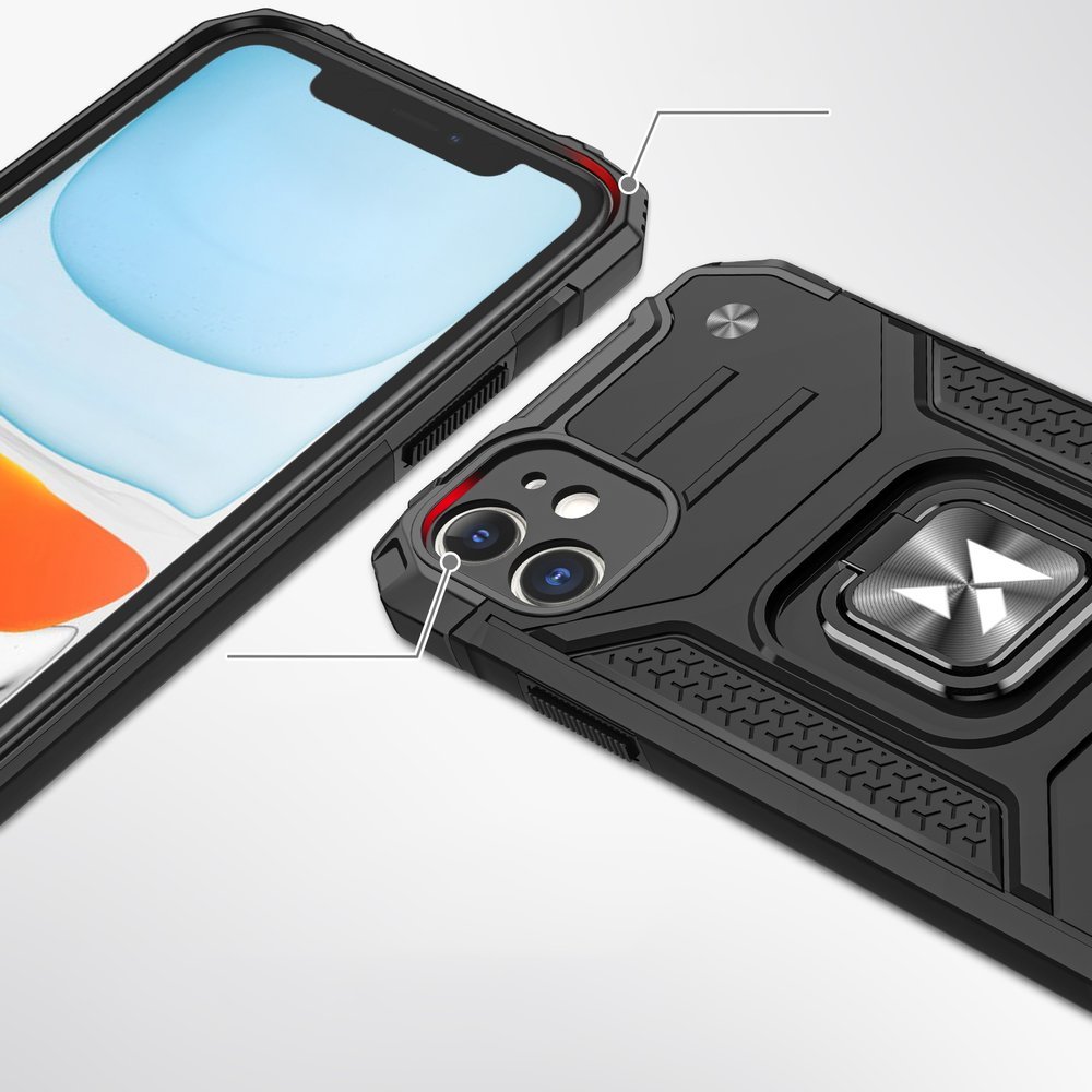 Pokrowiec Wozinsky Ring Armor pancerny srebrny Apple iPhone 11 / 2