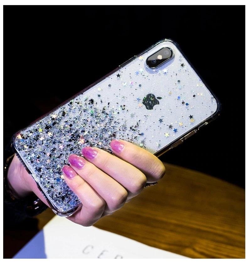Pokrowiec silikonowy Glitter z brokatem czarny Apple iPhone 8 Plus / 8