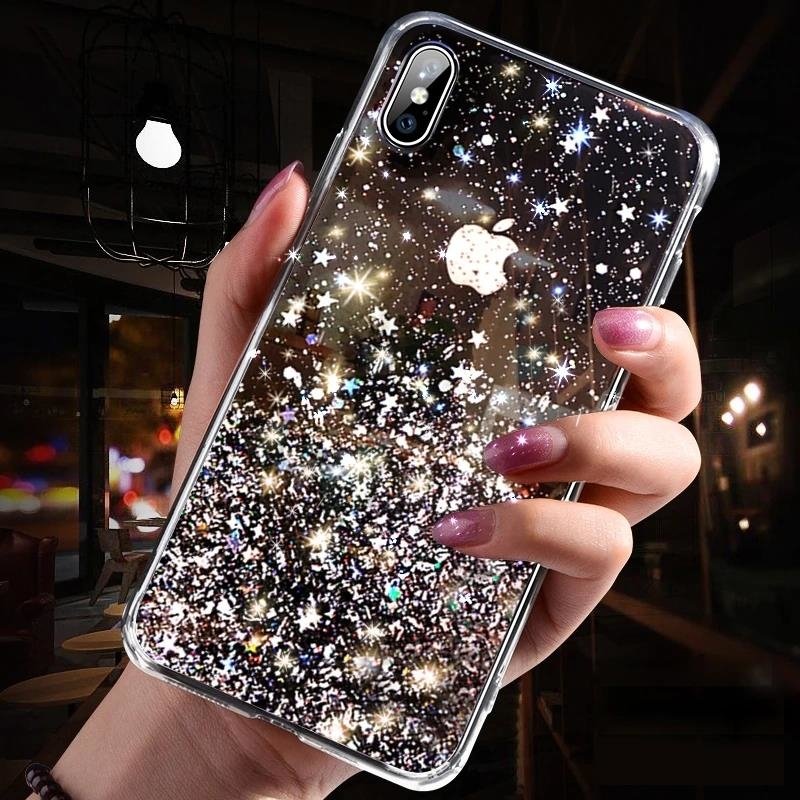 Pokrowiec silikonowy Glitter z brokatem czarny Apple iPhone SE 2020 / 9