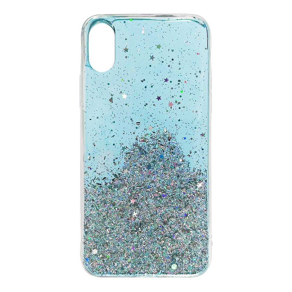 Pokrowiec silikonowy Glitter z brokatem niebieski Apple iPhone XS