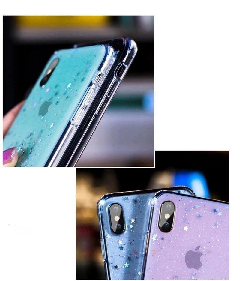Pokrowiec silikonowy Glitter z brokatem niebieski Apple iPhone XS / 10