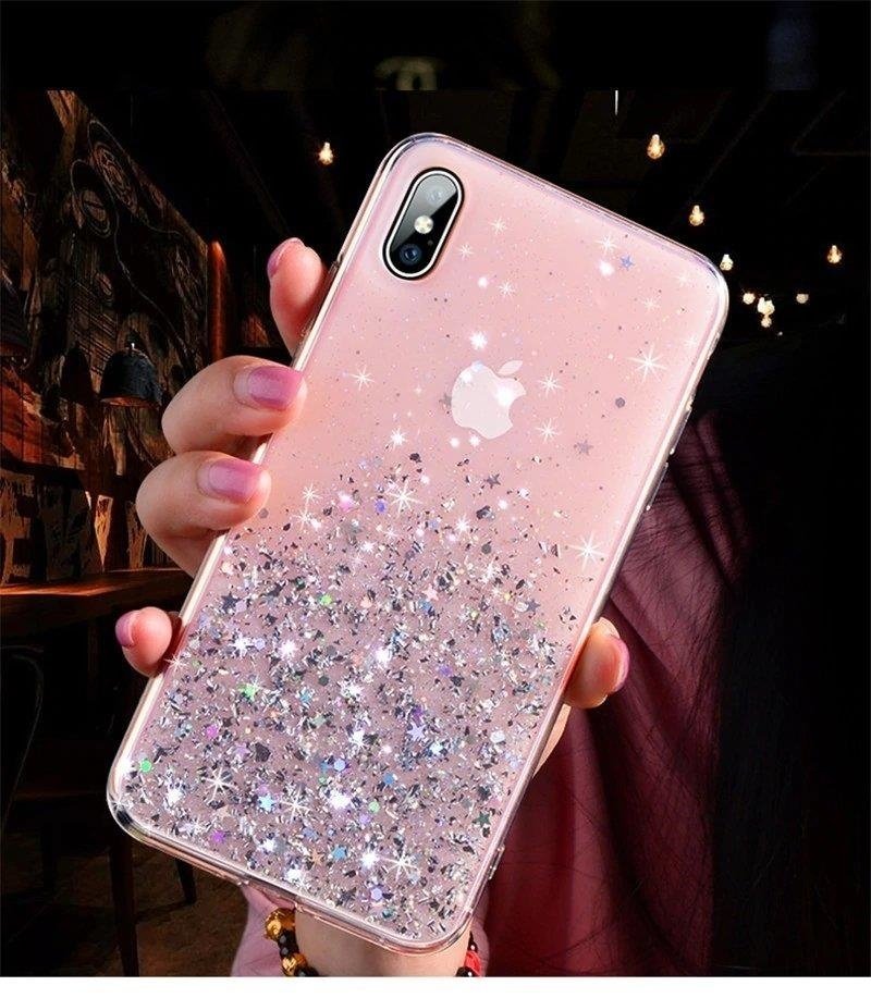 Pokrowiec silikonowy Glitter z brokatem r�owy Samsung Galaxy A51 / 12