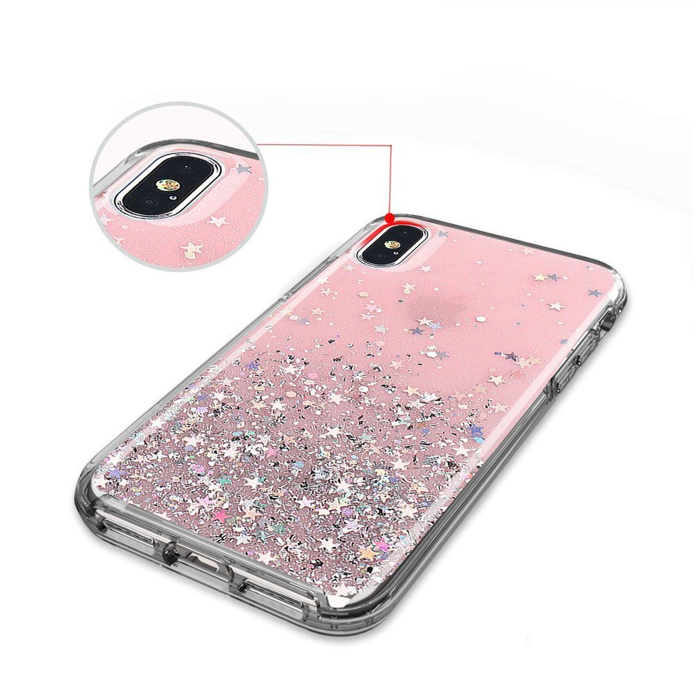 Pokrowiec silikonowy Glitter z brokatem r�owy Samsung Galaxy A70 / 7