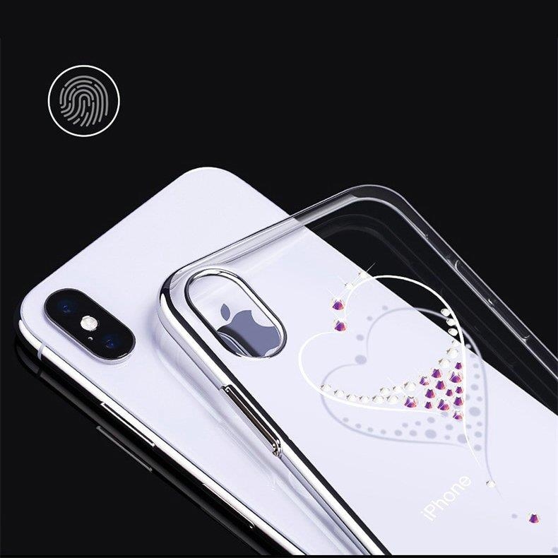 Pokrowiec silikonowy Kingxbar Wish Series z kryszta�ami Swarovskiego srebrny Apple iPhone XS / 6