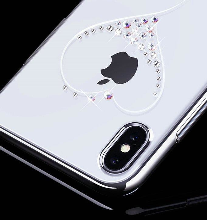 Pokrowiec silikonowy Kingxbar Wish Series z kryszta�ami Swarovskiego srebrny Apple iPhone XS / 8