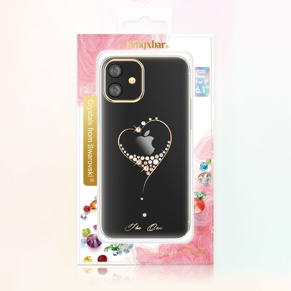 Pokrowiec silikonowy Kingxbar Wish Series z krysztaami Swarovskiego czarny Apple iPhone 12 Mini / 5