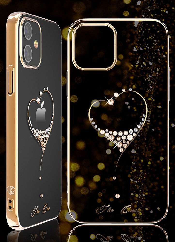 Pokrowiec silikonowy Kingxbar Wish Series z krysztaami Swarovskiego czarny Apple iPhone 12 Mini / 6