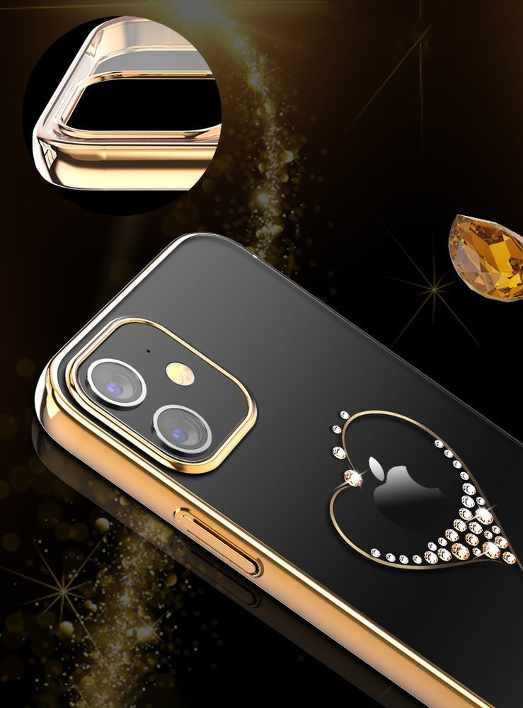 Pokrowiec silikonowy Kingxbar Wish Series z krysztaami Swarovskiego czarny Apple iPhone 12 Mini / 7