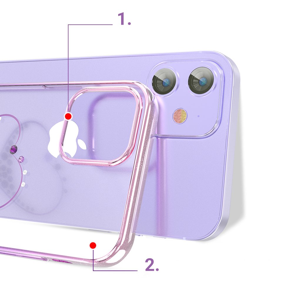 Pokrowiec silikonowy Kingxbar Wish Series z kryszta�ami Swarovskiego r�owy Apple iPhone 12 Pro / 3