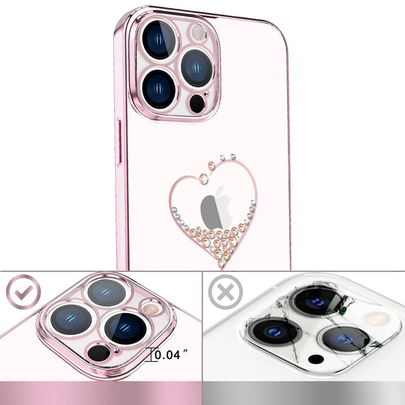 Pokrowiec silikonowy Kingxbar Wish Series z kryszta�ami Swarovskiego r�owy Apple iPhone 13 / 6