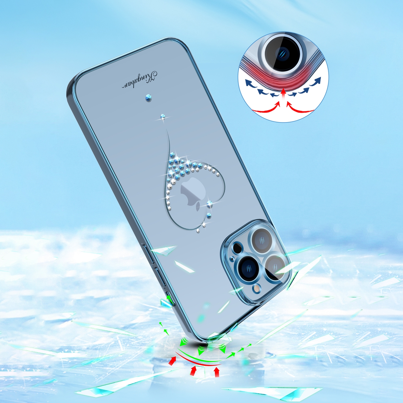 Pokrowiec silikonowy Kingxbar Wish Series z kryszta�ami Swarovskiego r�owy Apple iPhone 13 Pro Max / 12