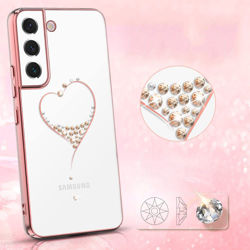 Pokrowiec silikonowy Kingxbar Wish Series z kryszta�ami Swarovskiego r�owy Samsung Galaxy S22 / 2