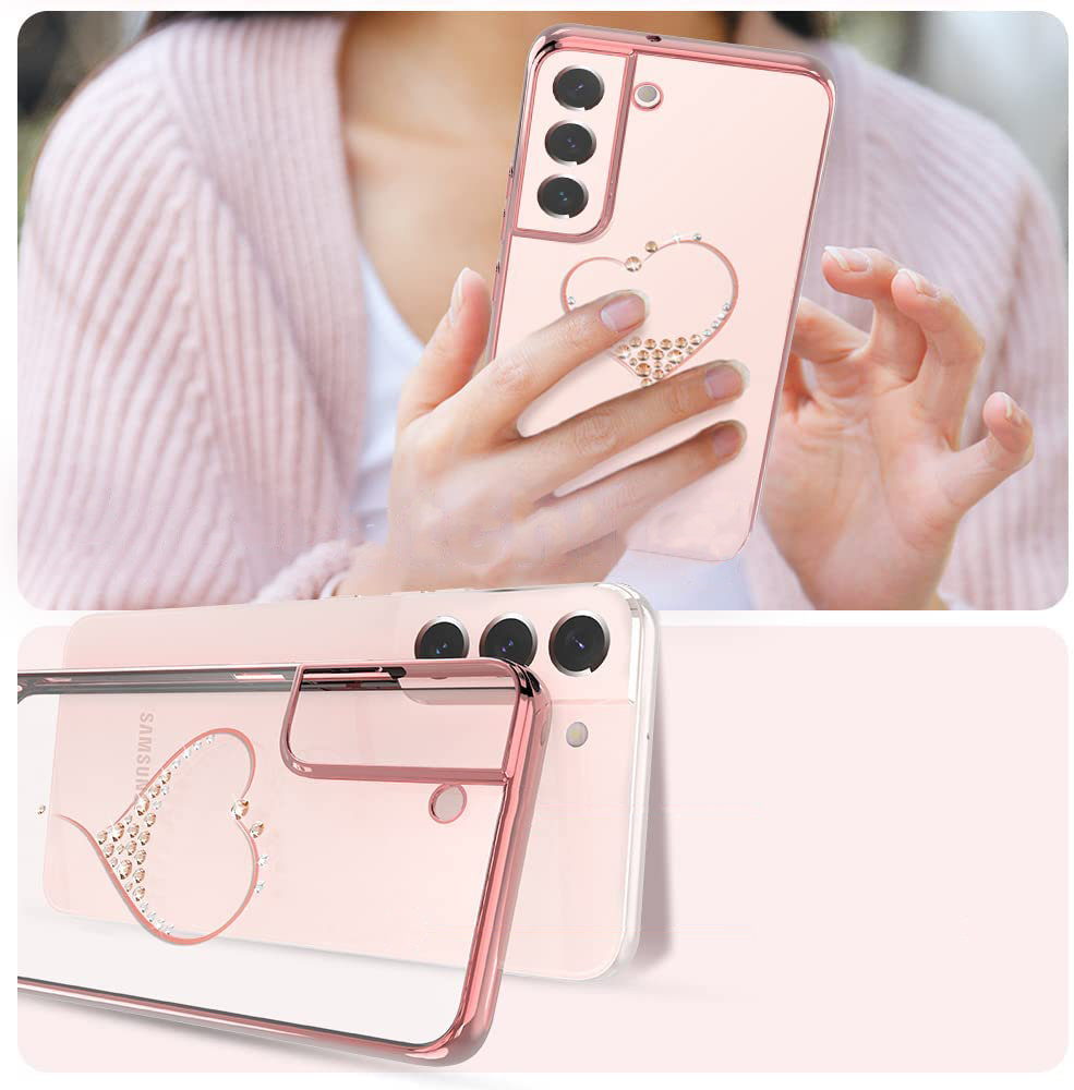 Pokrowiec silikonowy Kingxbar Wish Series z kryszta�ami Swarovskiego r�owy Samsung Galaxy S22 / 5
