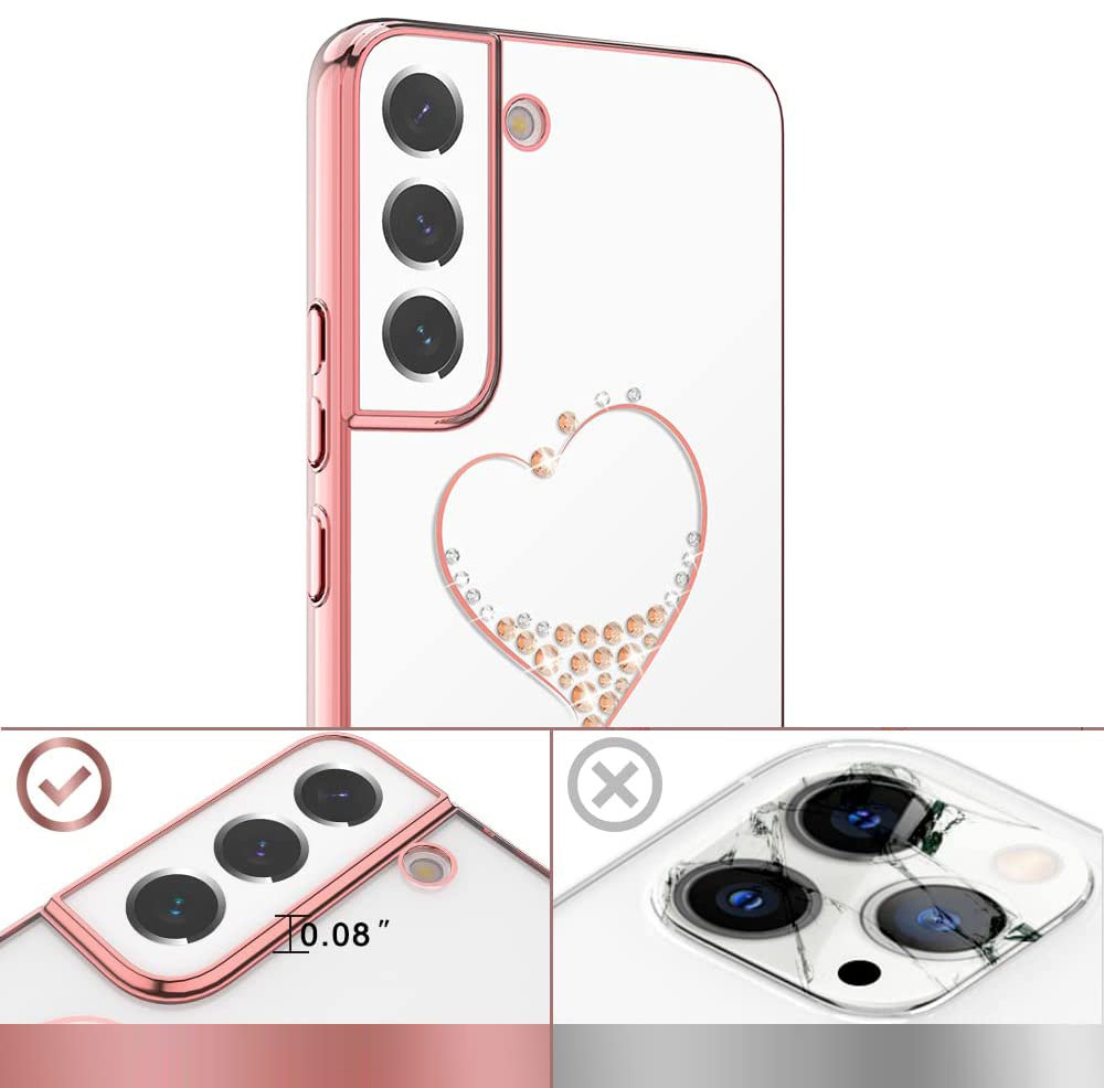 Pokrowiec silikonowy Kingxbar Wish Series z kryszta�ami Swarovskiego r�owy Samsung Galaxy S22 / 7