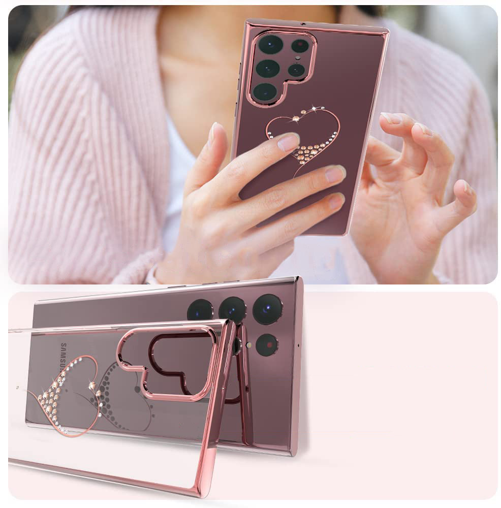 Pokrowiec silikonowy Kingxbar Wish Series z kryształami Swarovskiego różowy Samsung Galaxy S22 Ultra / 4 Pokrowiec silikonowy Kingxbar Wish Series z kryształami Swarovskiego różowy Samsung Galaxy S22 Ultra / 4