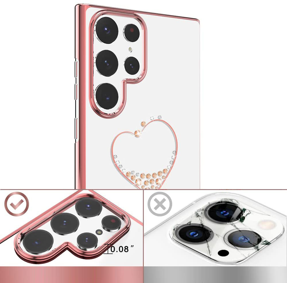 Pokrowiec silikonowy Kingxbar Wish Series z kryształami Swarovskiego różowy Samsung Galaxy S22 Ultra / 6 Pokrowiec silikonowy Kingxbar Wish Series z kryształami Swarovskiego różowy Samsung Galaxy S22 Ultra / 6