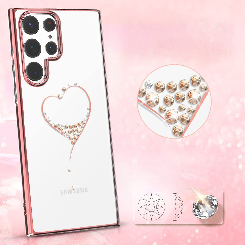 Pokrowiec silikonowy Kingxbar Wish Series z kryształami Swarovskiego różowy Samsung Galaxy S22 Ultra / 7 Pokrowiec silikonowy Kingxbar Wish Series z kryształami Swarovskiego różowy Samsung Galaxy S22 Ultra / 7