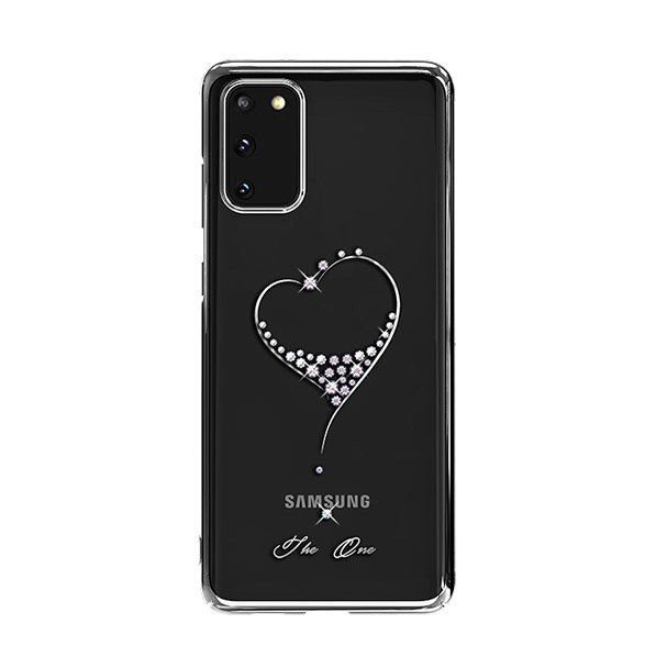 Pokrowiec silikonowy Kingxbar Wish Series z krysztaami Swarovskiego srebrny Samsung Galaxy S20
