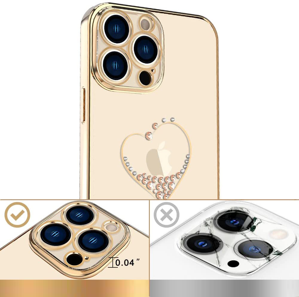 Pokrowiec silikonowy Kingxbar Wish Series z kryszta�ami Swarovskiego z�oty Apple iPhone 13 Pro / 4