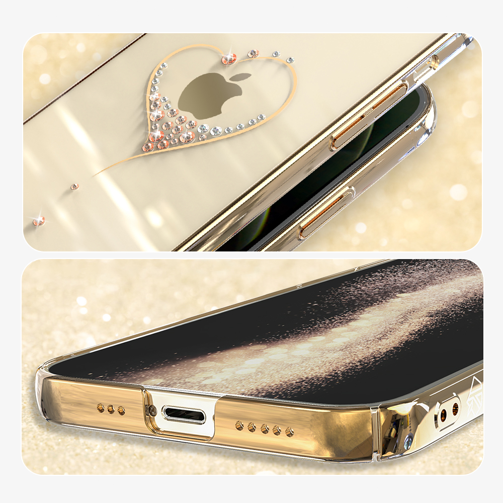Pokrowiec silikonowy Kingxbar Wish Series z kryszta�ami Swarovskiego z�oty Apple iPhone 13 Pro Max / 5