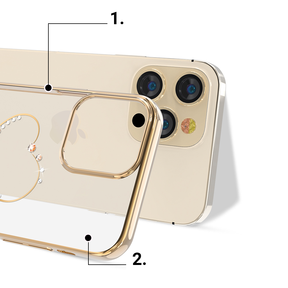 Pokrowiec silikonowy Kingxbar Wish Series z kryszta�ami Swarovskiego z�oty Apple iPhone 13 Pro Max / 6