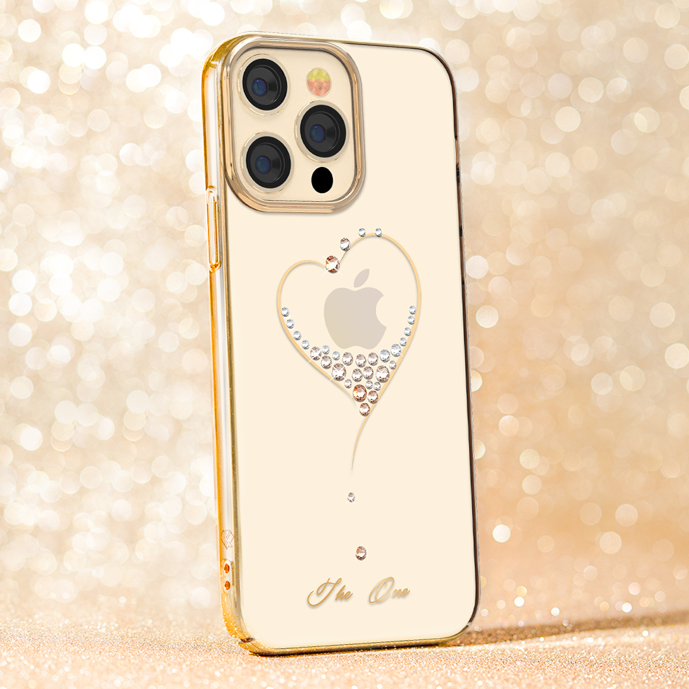 Pokrowiec silikonowy Kingxbar Wish Series z kryszta�ami Swarovskiego z�oty Apple iPhone 13 Pro Max / 7