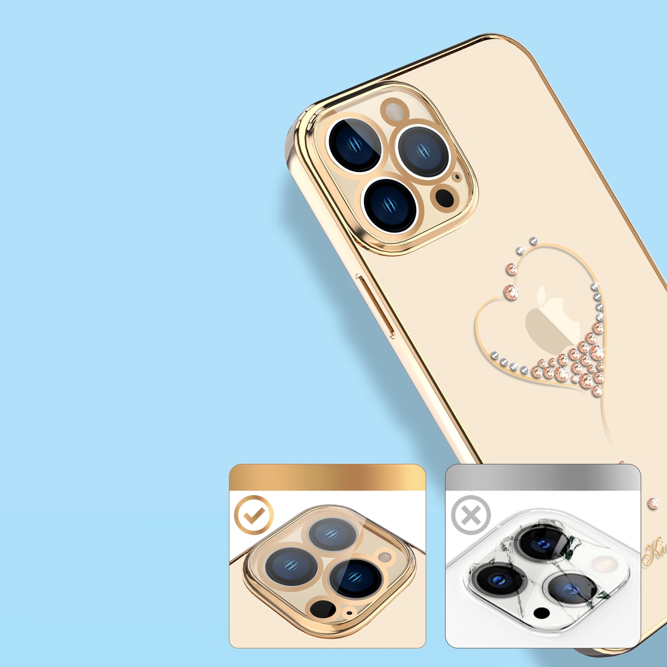 Pokrowiec silikonowy Kingxbar Wish Series z kryszta�ami Swarovskiego z�oty Apple iPhone 13 Pro Max / 12