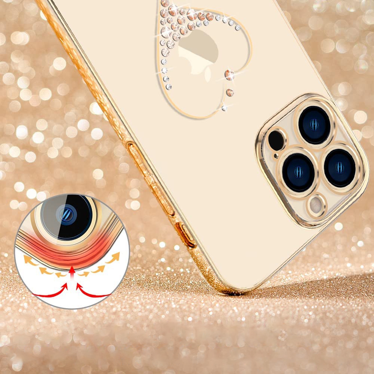 Pokrowiec silikonowy Kingxbar Wish Series z kryszta�ami Swarovskiego z�oty Apple iPhone 13 Pro Max / 4