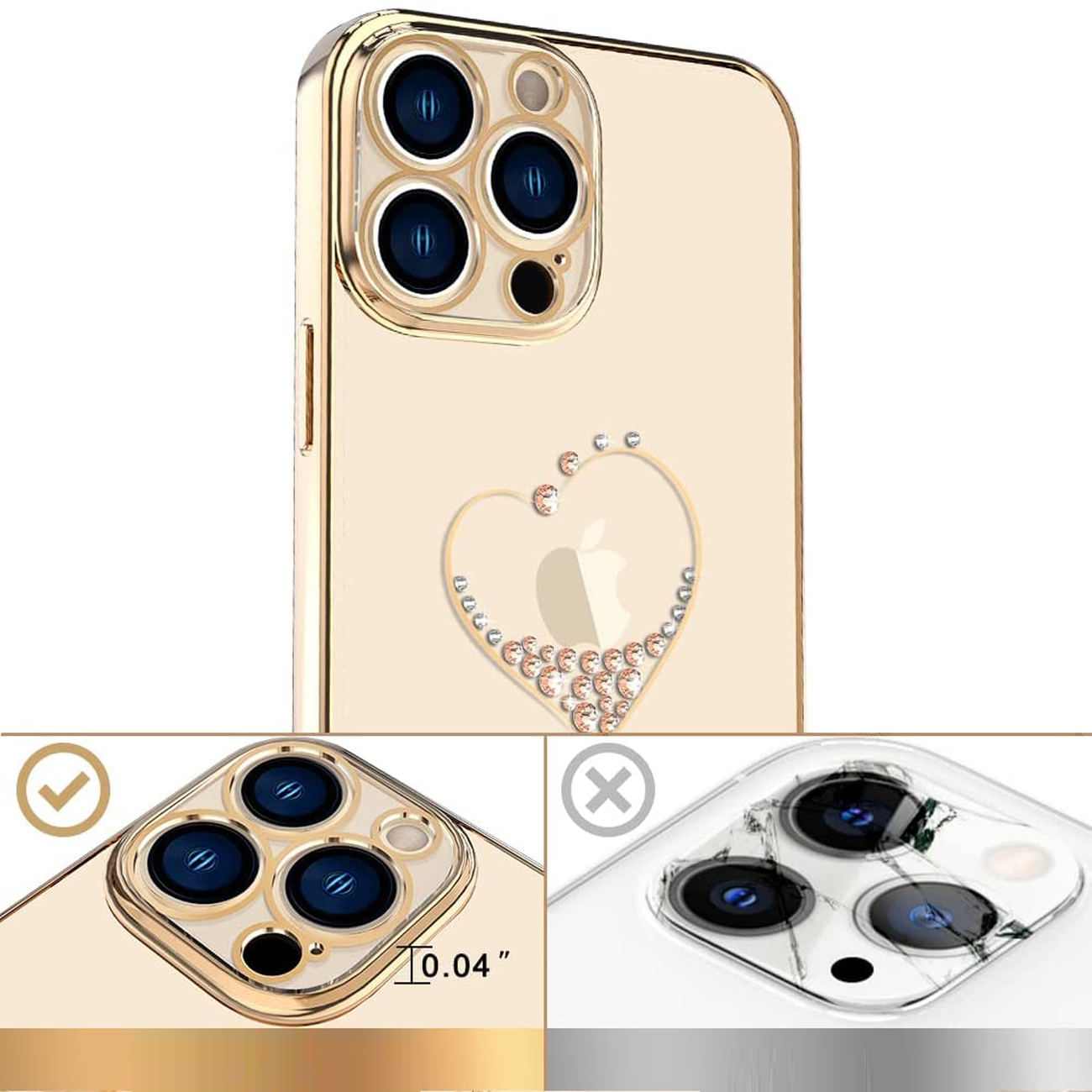 Pokrowiec silikonowy Kingxbar Wish Series z kryszta�ami Swarovskiego z�oty Apple iPhone 13 Pro Max / 6