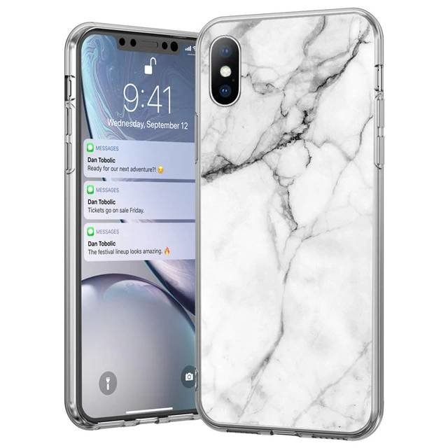 Pokrowiec silikonowy Marble marmur biay Apple iPhone XS