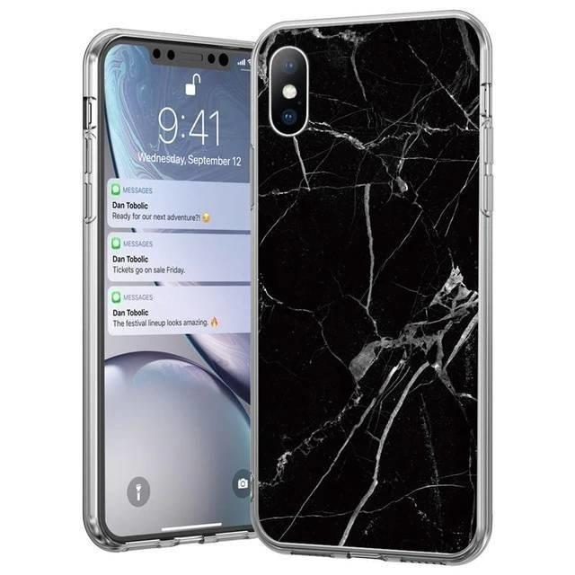 Pokrowiec silikonowy Marble marmur czarny Apple iPhone 12 Pro