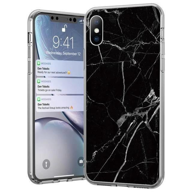 Pokrowiec silikonowy Marble marmur czarny Xiaomi Redmi Note 9