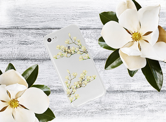 Pokrowiec silikonowy Telone Floral wzr Magnolia Apple iPhone X / 3