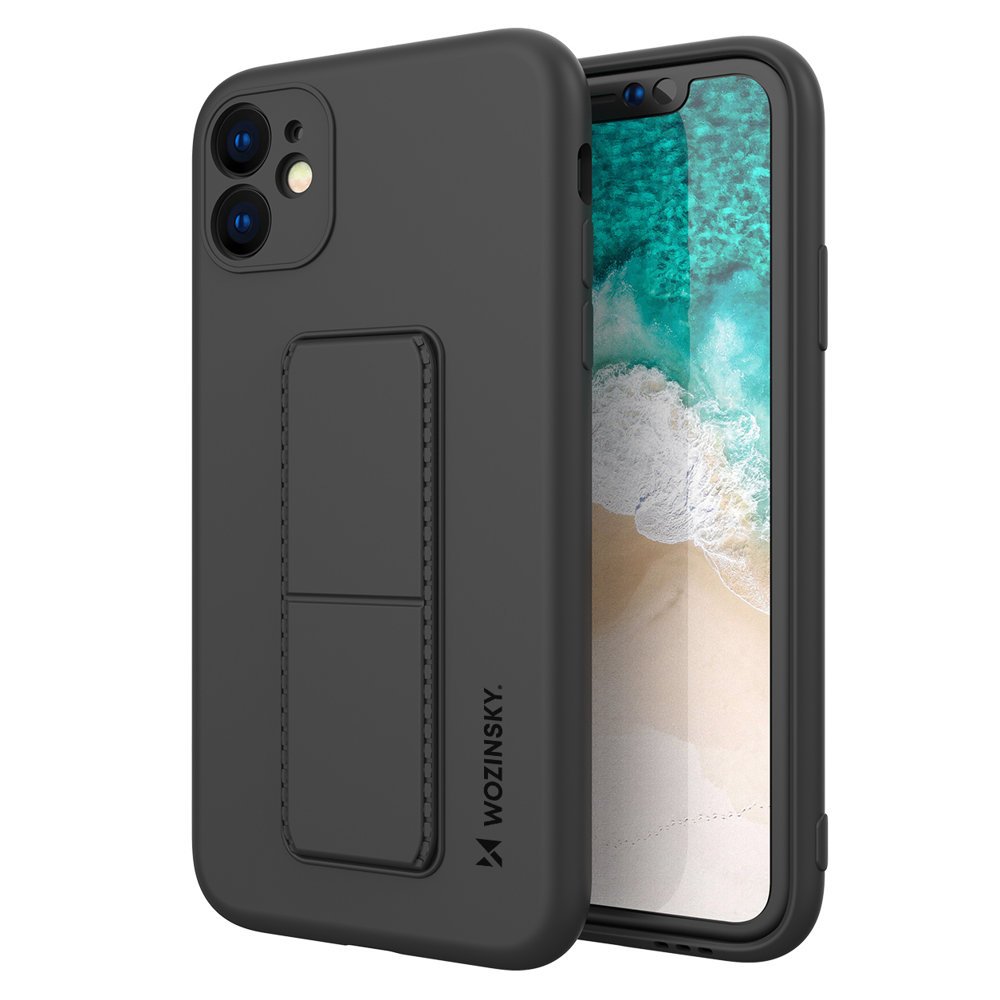 Pokrowiec silikonowy Wozinsky Kickstand Case czarny Apple iPhone 12 Mini