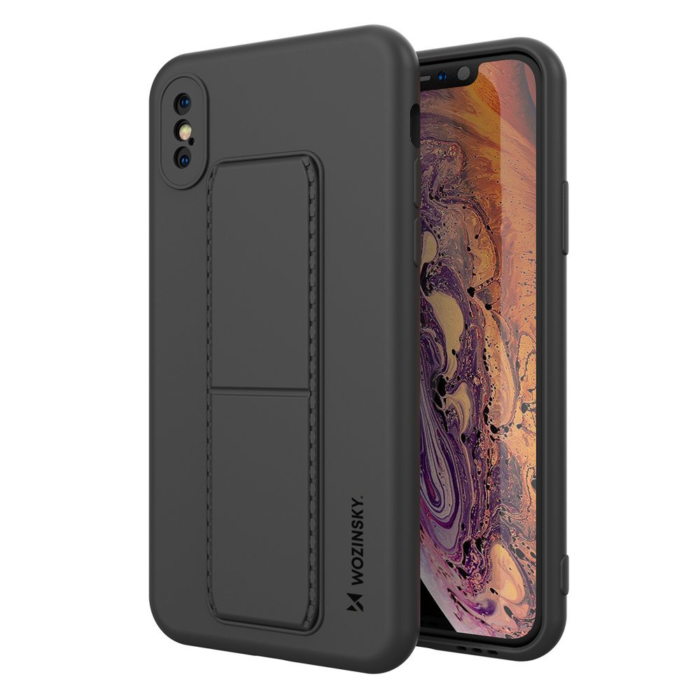 Pokrowiec silikonowy Wozinsky Kickstand Case czarny Apple iPhone X