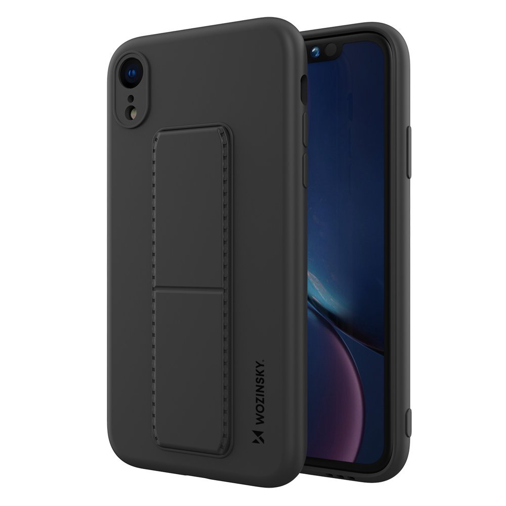 Pokrowiec silikonowy Wozinsky Kickstand Case czarny Apple iPhone XR