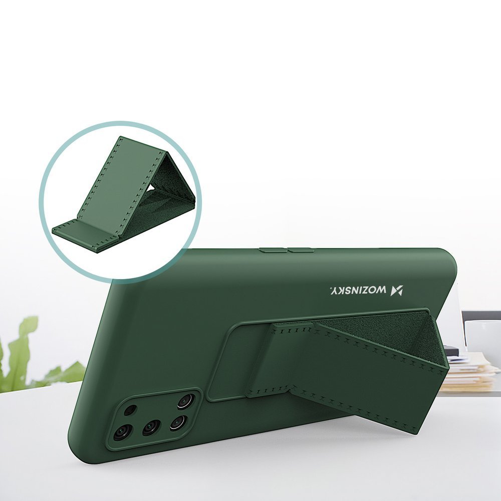 Pokrowiec silikonowy Wozinsky Kickstand Case czarny Oppo A52 / 3