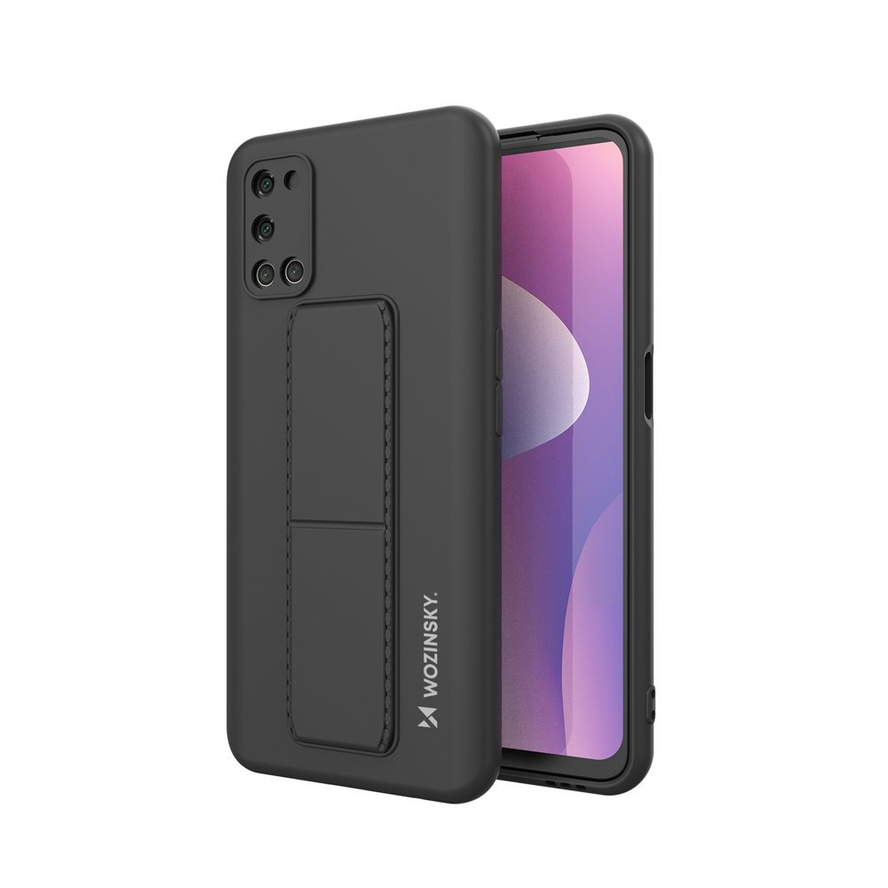 Pokrowiec silikonowy Wozinsky Kickstand Case czarny Oppo A72