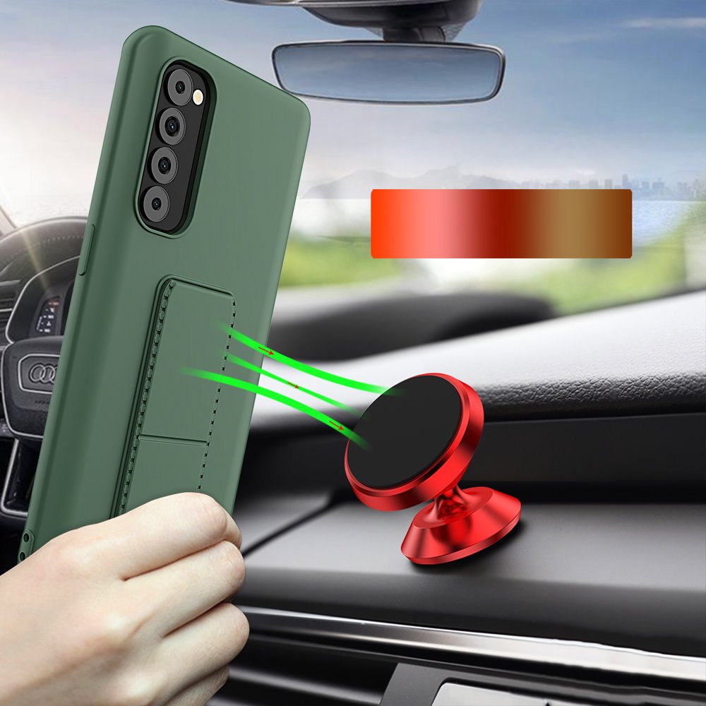 Pokrowiec silikonowy Wozinsky Kickstand Case czarny Oppo Reno 4 Pro / 2