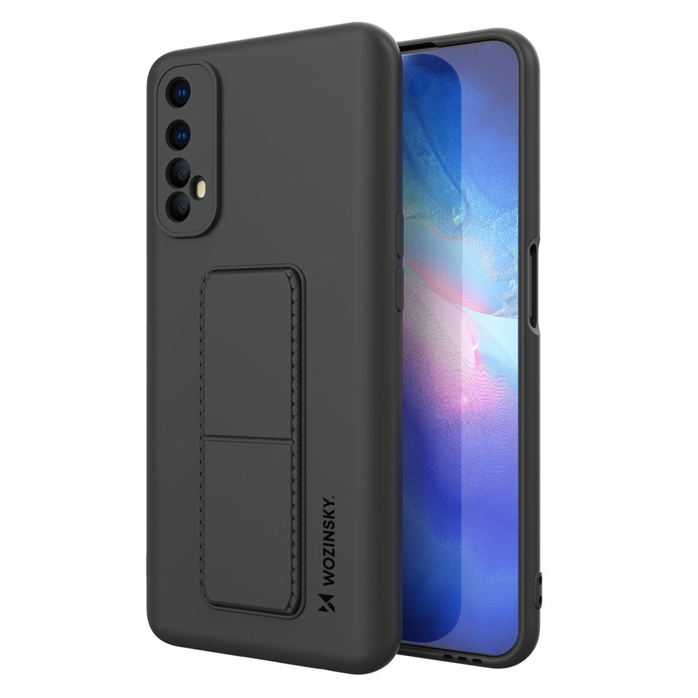 Pokrowiec silikonowy Wozinsky Kickstand Case czarny Realme 7