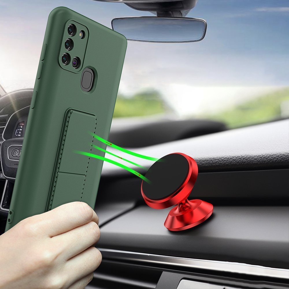 Pokrowiec silikonowy Wozinsky Kickstand Case czarny Samsung Galaxy A21s / 4