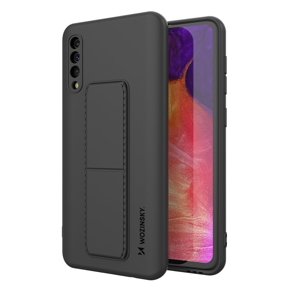 Pokrowiec silikonowy Wozinsky Kickstand Case czarny Samsung Galaxy A50