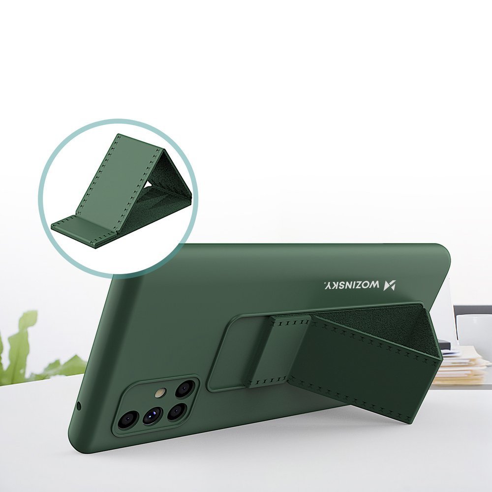 Pokrowiec silikonowy Wozinsky Kickstand Case czarny Samsung Galaxy A71 / 4