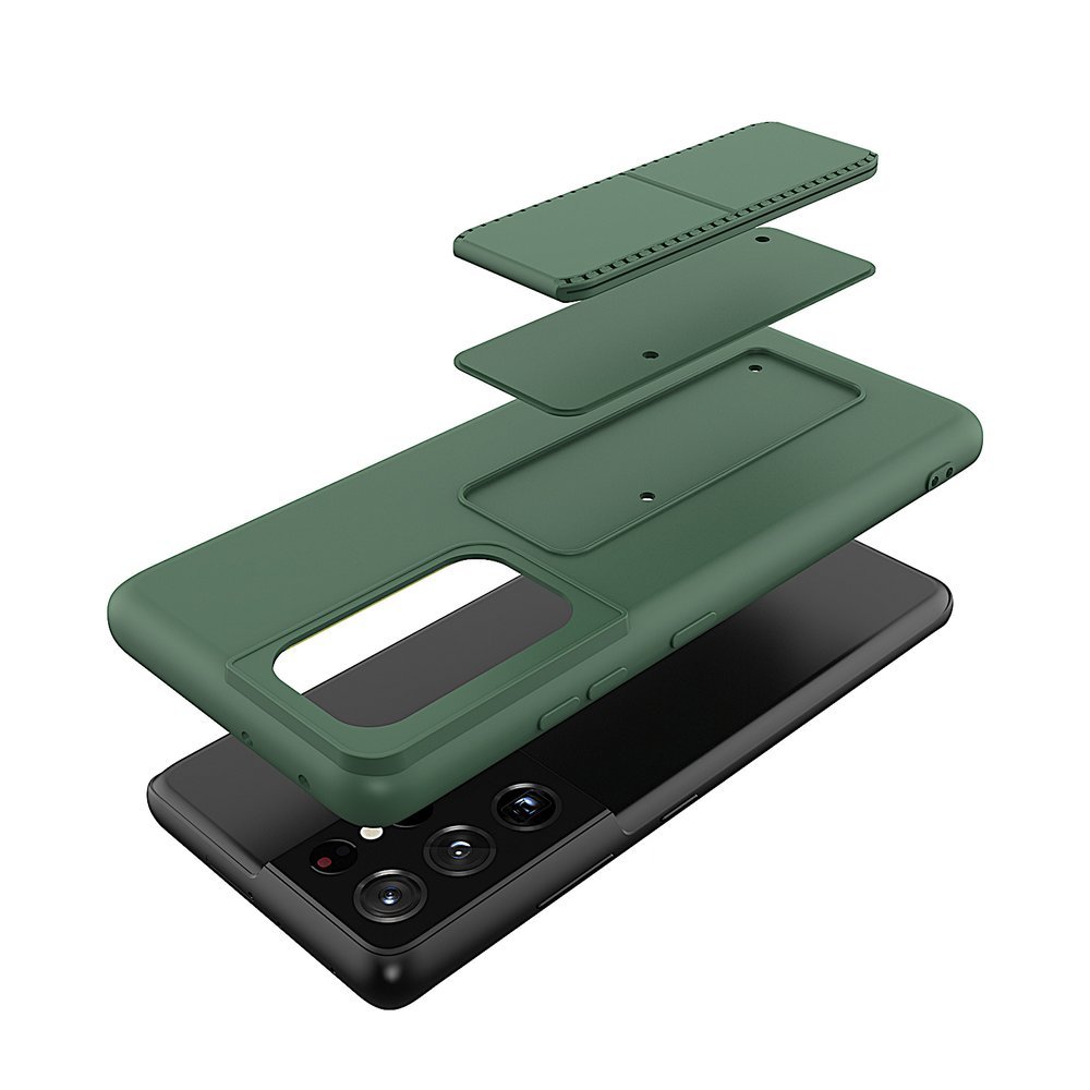 Pokrowiec silikonowy Wozinsky Kickstand Case czarny Samsung Galaxy S21 Ultra 5G / 4