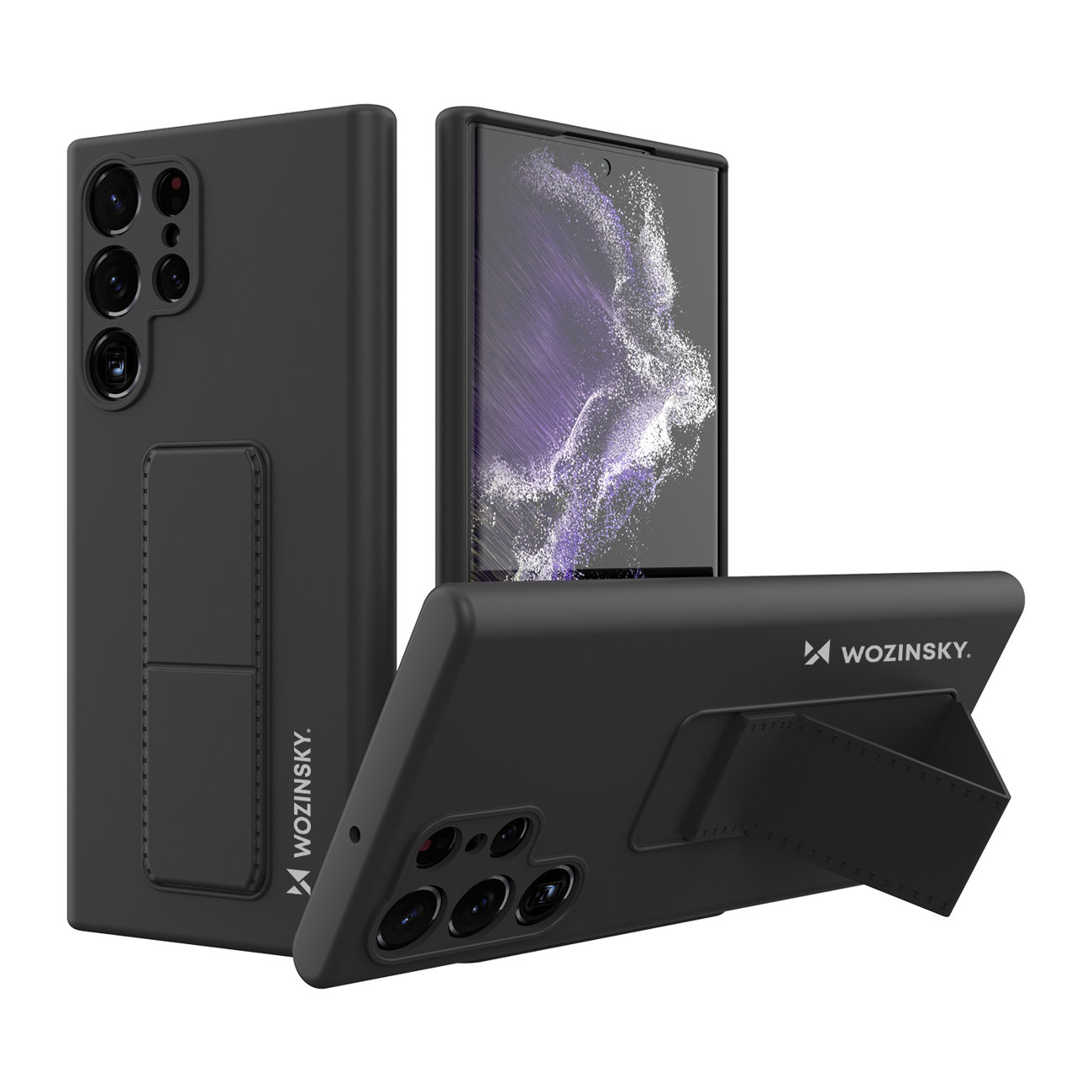 Pokrowiec silikonowy Wozinsky Kickstand Case czarny Samsung Galaxy S22 Ultra Pokrowiec silikonowy Wozinsky Kickstand Case czarny Samsung Galaxy S22 Ultra