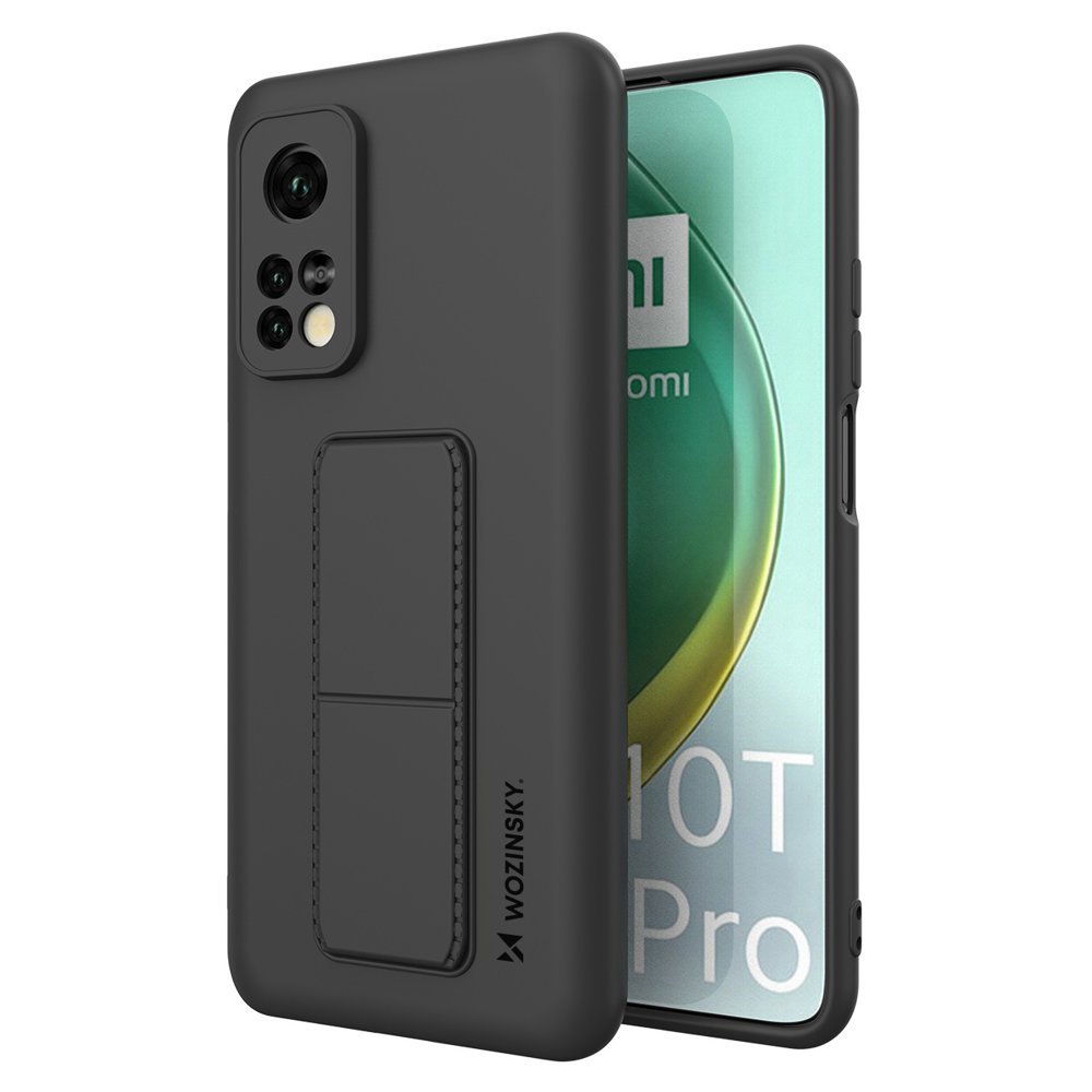 Pokrowiec silikonowy Wozinsky Kickstand Case czarny Xiaomi Mi 10T Pro