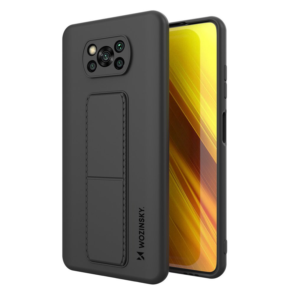 Pokrowiec silikonowy Wozinsky Kickstand Case czarny Xiaomi POCO X3 Pro