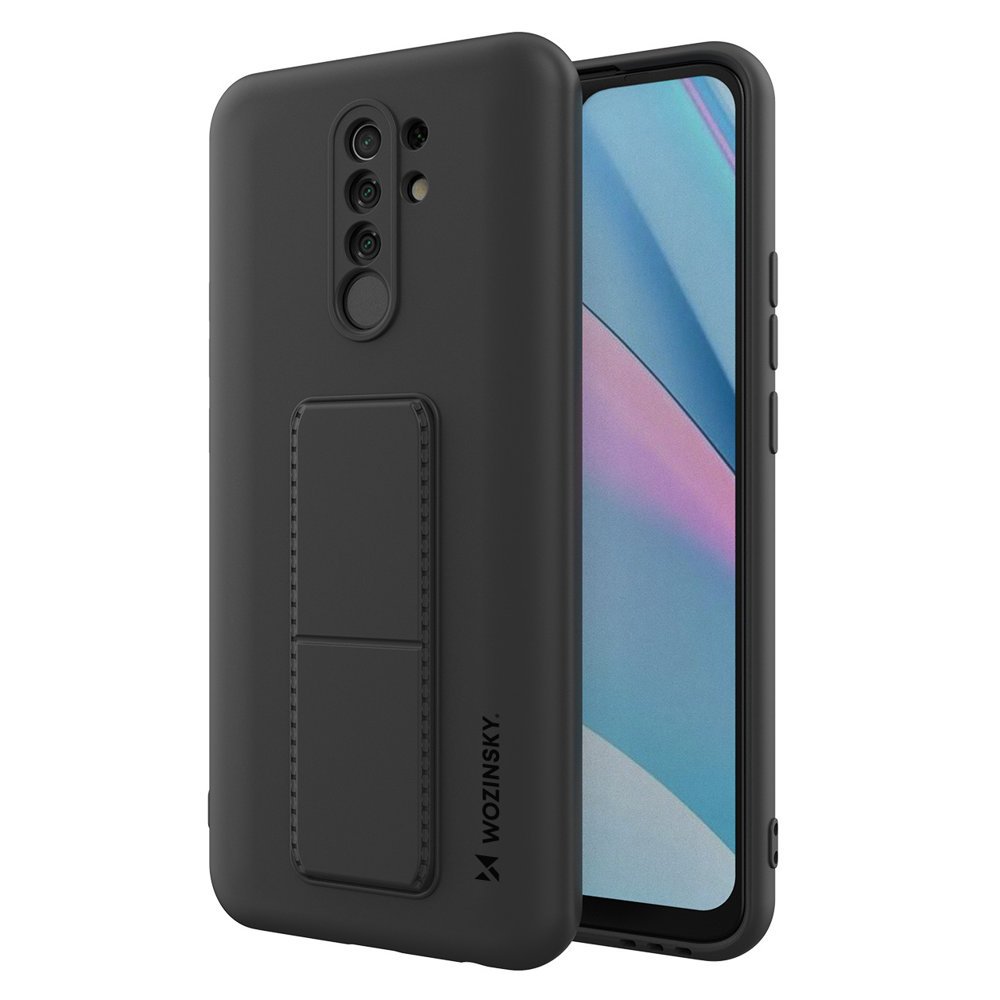 Pokrowiec silikonowy Wozinsky Kickstand Case czarny Xiaomi Redmi 9